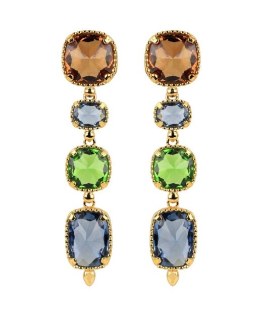 Pendientes largos colores de plata bañada en oro amarillo