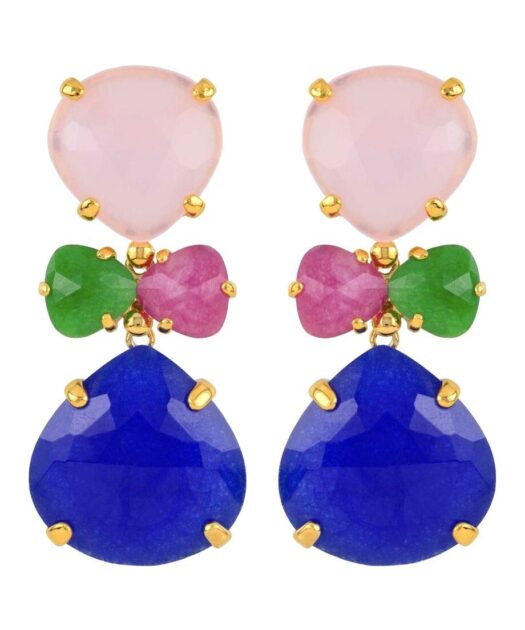 Pendientes largos con piedra naturales en varios colores