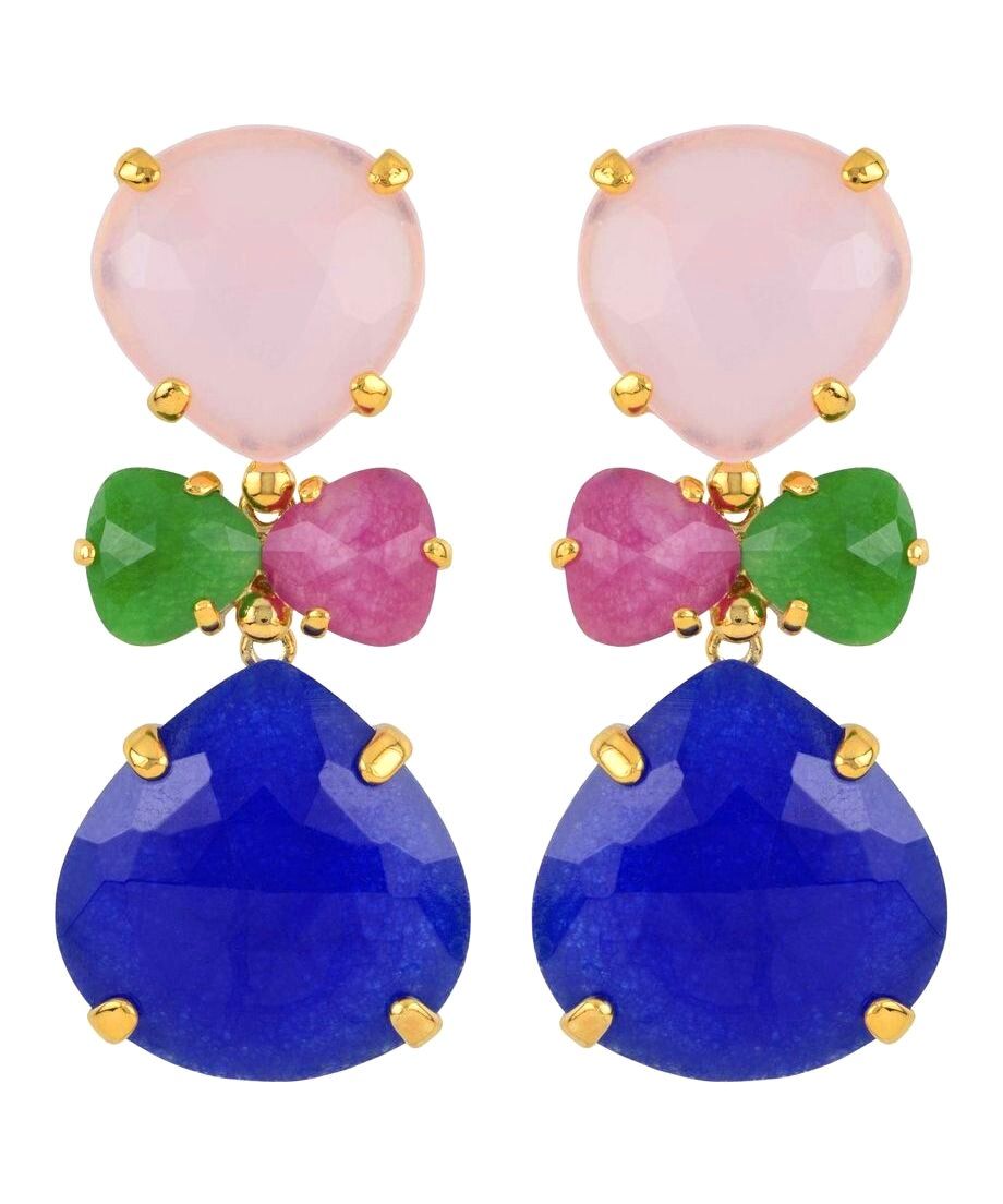 Pendientes largos con piedra naturales en varios colores