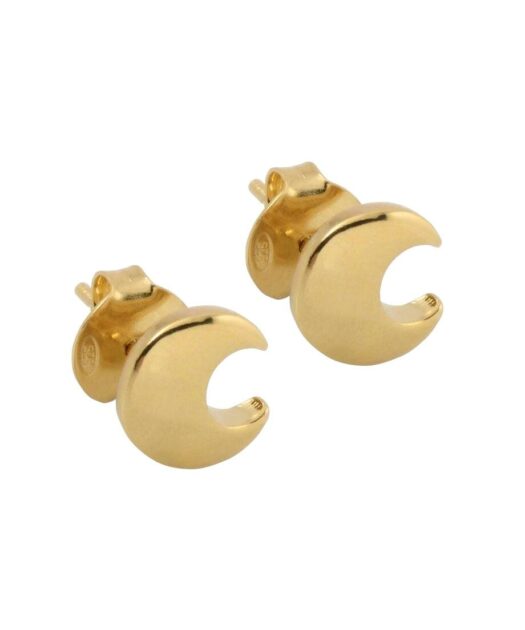 Pendientes luna de oro fabricados en plata de ley con un baño