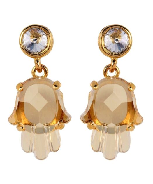 Pendientes mano de fátima plata con un baño de oro amarillo 18 K