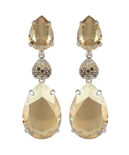 Pendientes marrones de plata rodinada con cristales Swarovski
