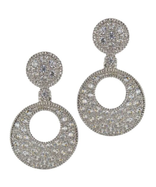 Pendientes novia aros de plata de ley rodinada con Swarovski Elements