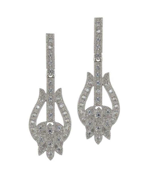 Pendientes novia brillantes de plata rodinada con Swarovski Elements