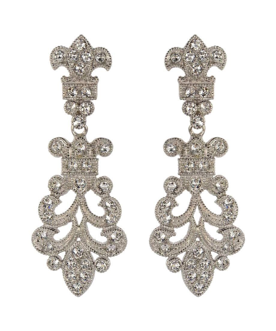 Pendientes novia cierre presión de plata de ley rodinada con cristales Swarovski Pendientes novia cierre presión de plata de ley rodinada con cristales Swarovski