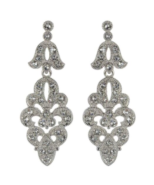 Pendientes novia con baño de rodio en plata de ley montados con Swarovski Elements