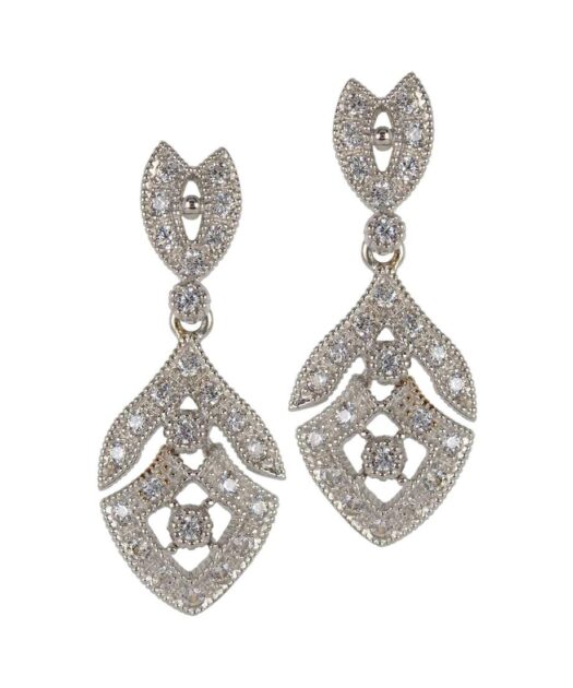 Pendientes novia con cristales Swarovski de plata bañada en rodio