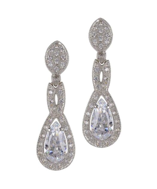 Pendientes novia con lágrimas Swarovski de plata 925 milésimas bañada en rodio