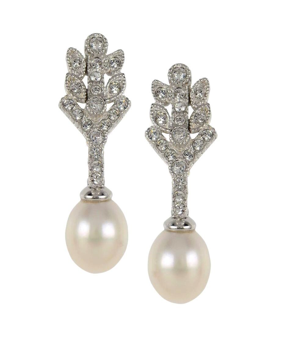 Pendientes novia espiga y perla de plata 925 milésimas con un baño de rodio Pendientes novia espiga y perla de plata 925 milésimas con un baño de rodio