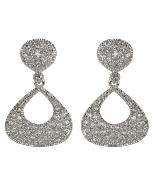 Pendientes novia forma de gota de plata 925 milésimas con un baño de rodio