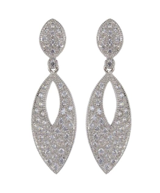 Pendientes novia ovalados con cristal Swarovski en plata de ley rodinada