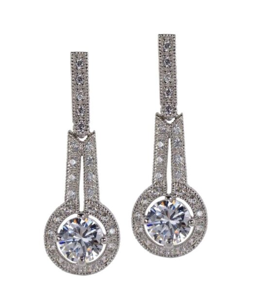 Pendientes novia princesa de plata de ley con cristales Swarovski y cierre de presión