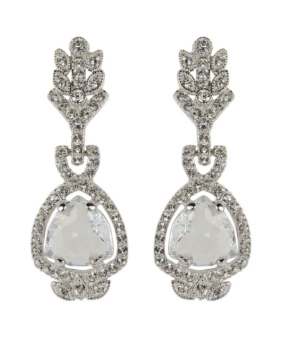 Pendientes novia Swarovski Elements brillantes de plata con un baño de rodio Pendientes novia Swarovski Elements brillantes de plata con un baño de rodio