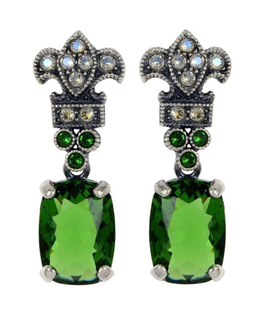 Pendientes novia verdes con Swarovski Elements de plata de ley
