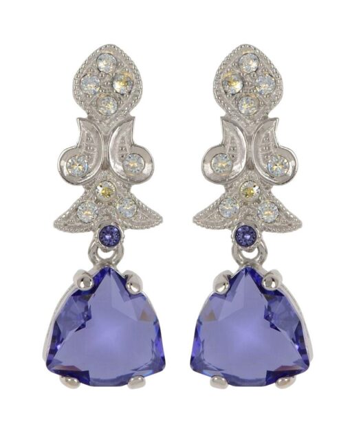 Pendientes novia violetas con cristales Swarovski en plata rodinada