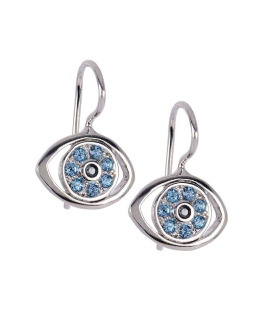 Pendientes ojo de horus fabricados en plata de ley con baño de rodio