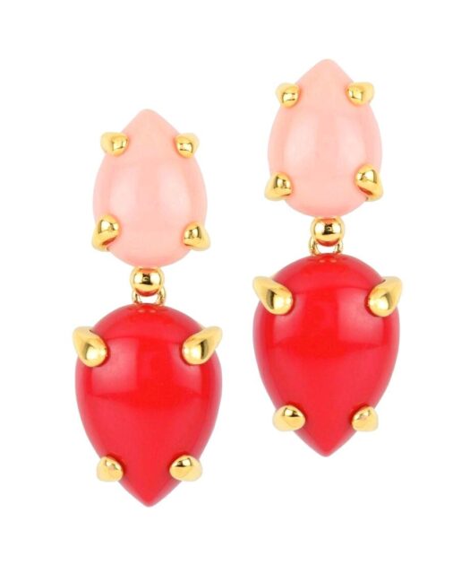 Pendientes oro amarillo con coral de plata de primera ley