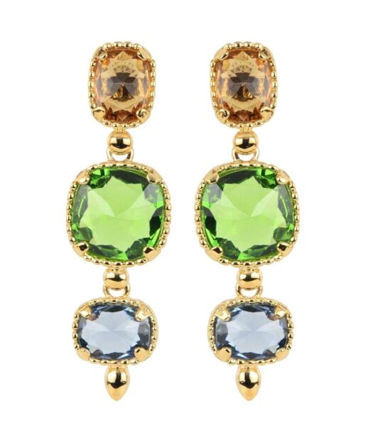 Pendientes oro amarillo de tres colores fabricados en plata de ley