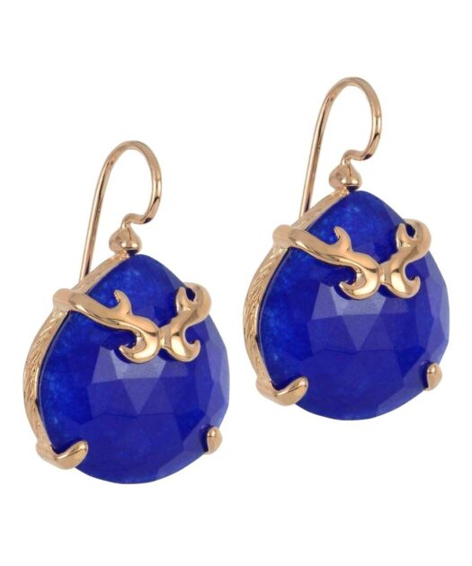 Pendientes oro rosa azules fabricados en plata de primera ley