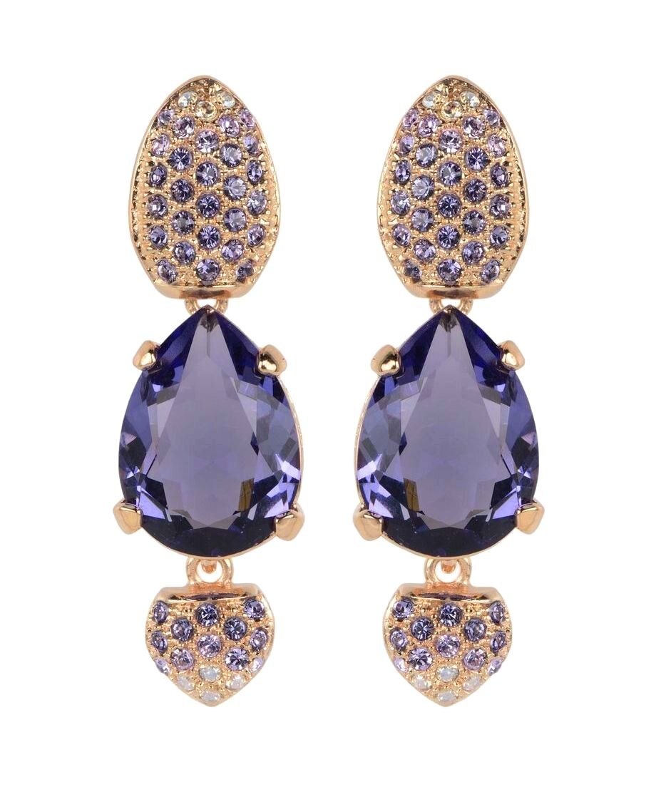 Pendientes oro rosa con cristales Swarovski violetas de plata 925 milésimas Pendientes oro rosa con cristales Swarovski violetas de plata 925 milésimas
