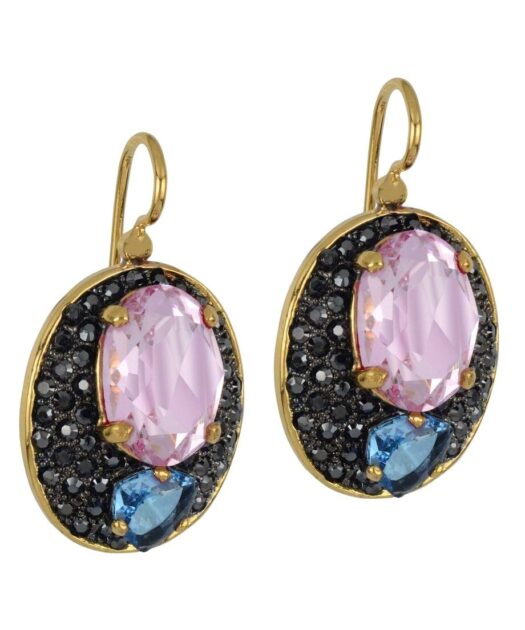 Pendientes oro rosa de gancho en plata de ley con Swarovski Elements