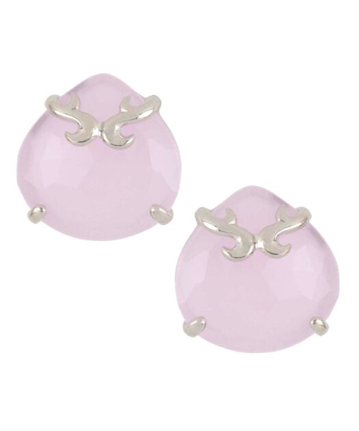 Pendientes pegados rosas de plata de primera ley rodinada