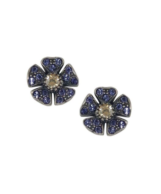 Pendientes pequeña flor de plata de primera ley con Swarovski