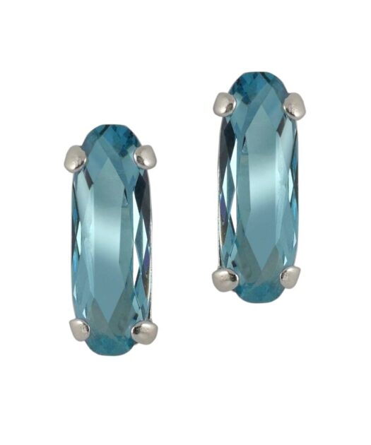 Pendientes pequeños azules de plata de primera ley rodinada