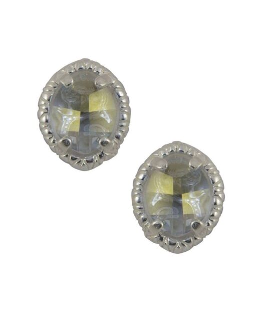 Pendientes pequeños blancos con forma ovalada de plata