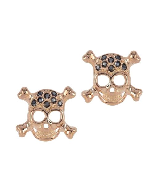 Pendientes pequeños calaveras de plata de primera ley con un baño de oro rosa