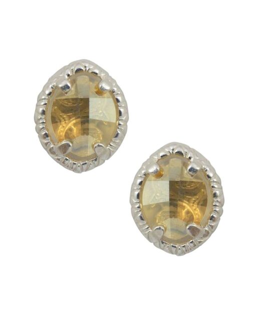 Pendientes pequeños color fumé de plata de primera ley rodinada