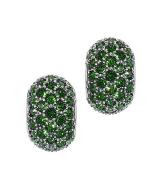 Pendientes pequeños colores verdes de plata de primera ley