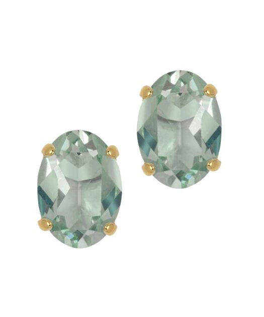 Pendientes pequeños con cristal azul de plata bañada en oro amarillo