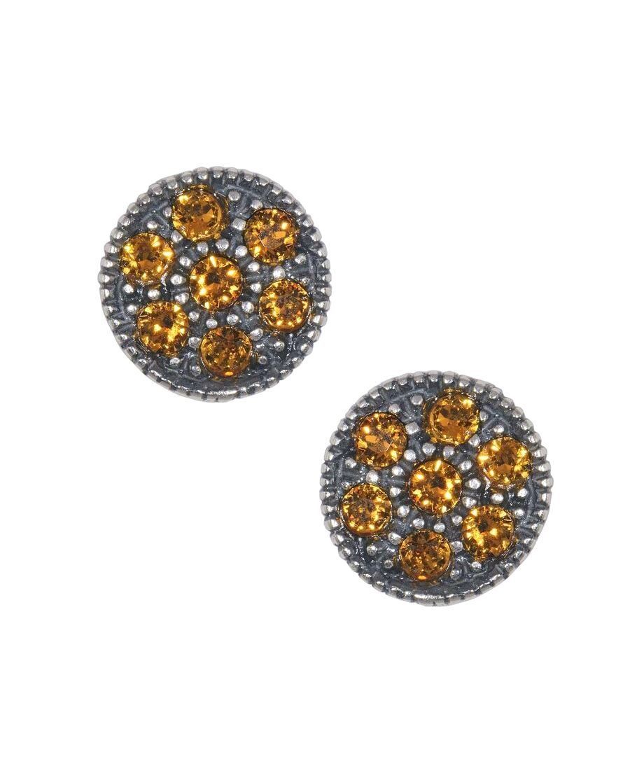 Pendientes pequeños con cristales dorados de plata envejecida