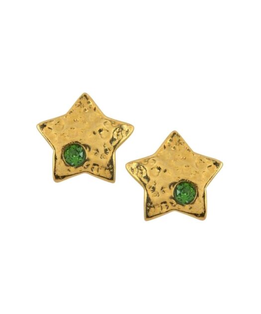 Pendientes pequeños con estrella dorada de plata de ley con un baño