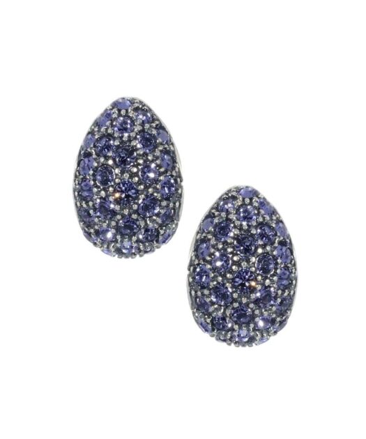 Pendientes pequeños cristal morado de plata de primera ley