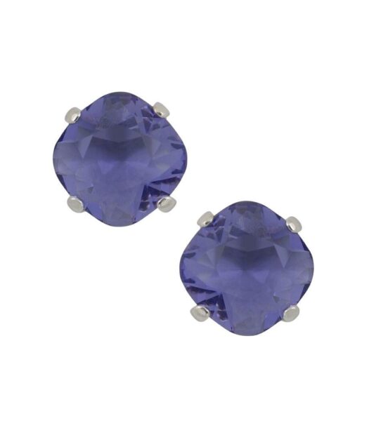 Pendientes pequeños de color púrpura fabricados en plata de ley