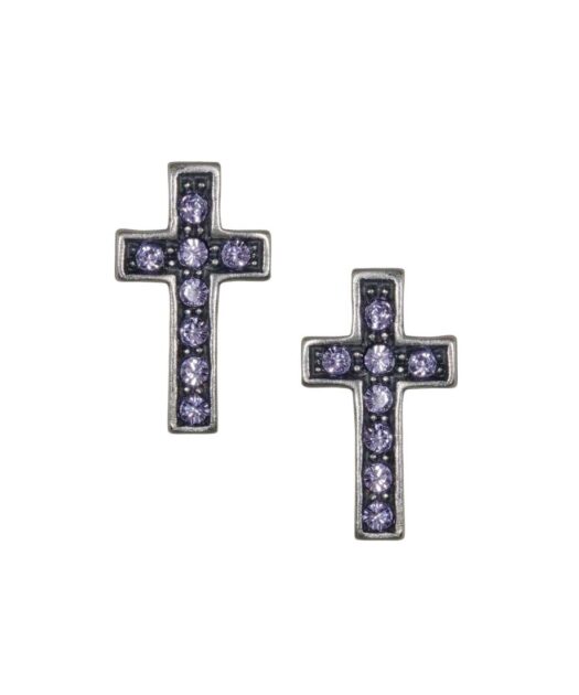 Pendientes pequeños de cruz de plata envejecida