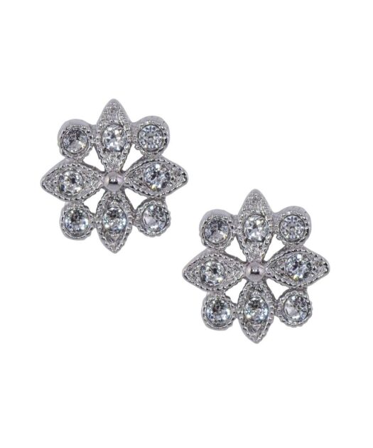 Pendientes pequeños de flor Swarovski fabricados en plata de ley