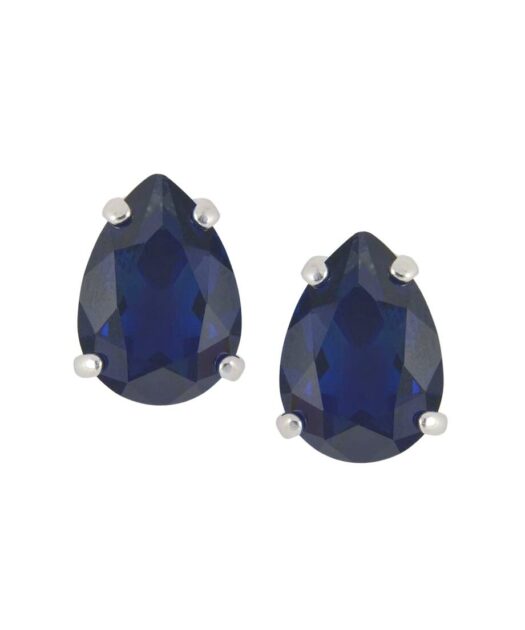 Pendientes pequeños de lágrima azul hechos en plata de ley