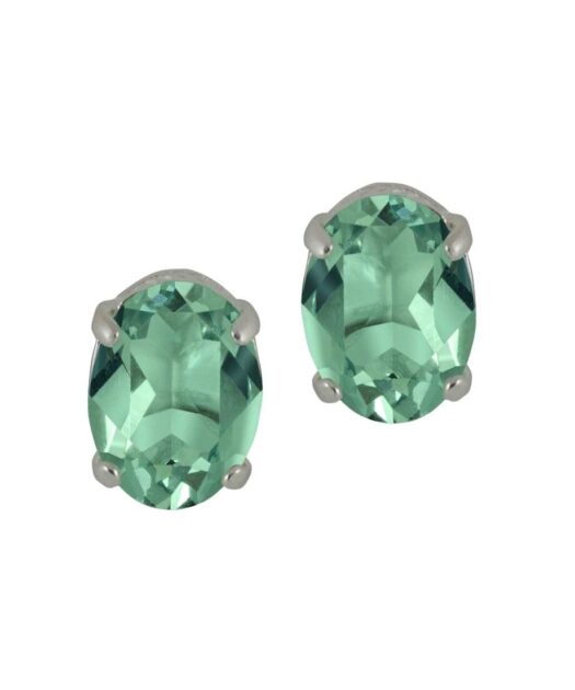 Pendientes pequeños facetados de color verde en plata de ley