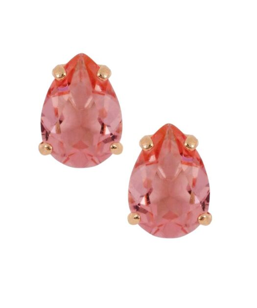Pendientes pequeños lágrima rosa de plata bañada en oro rosa