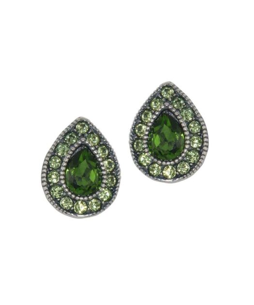 Pendientes pequeños lágrima verde de plata de primera ley