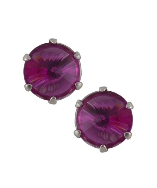 Pendientes pequeños morados de forma circular en plata