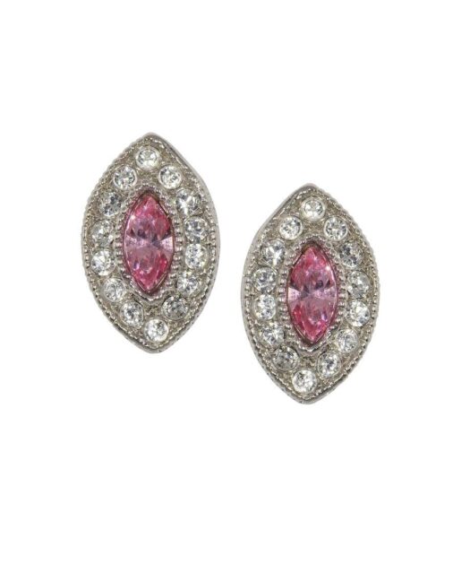 Pendientes pequeños ovalados de plata rodinada con cristales Swarovski