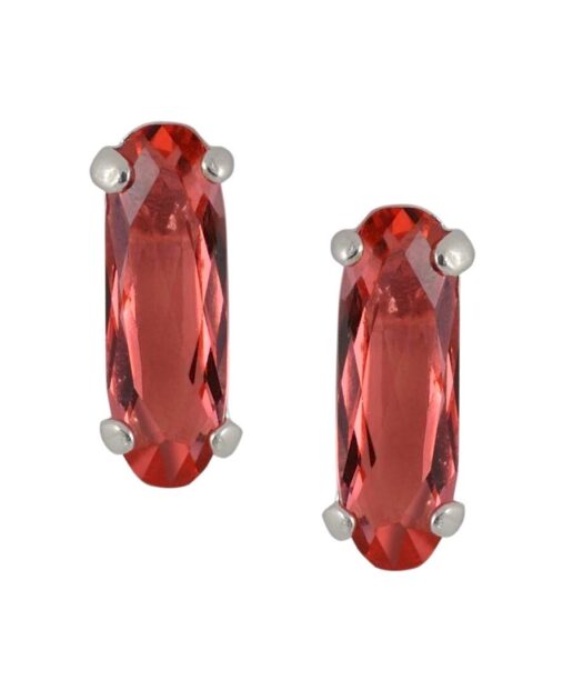 Pendientes pequeños rojos de plata de ley con cierre de presión