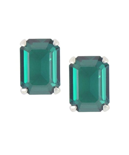 Pendientes pequeños talla esmeralda con un cristal de color verde