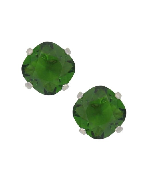Pendientes pequeños verdes con Swarovski de plata de ley