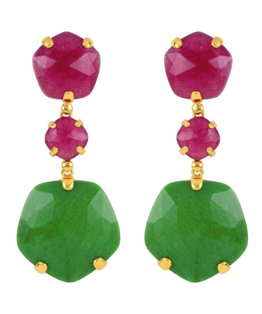 Pendientes piedras semipreciosas morados y verdes