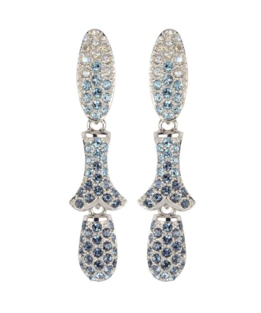 Pendientes plata con cristales azules Swarovski y baño de rodio